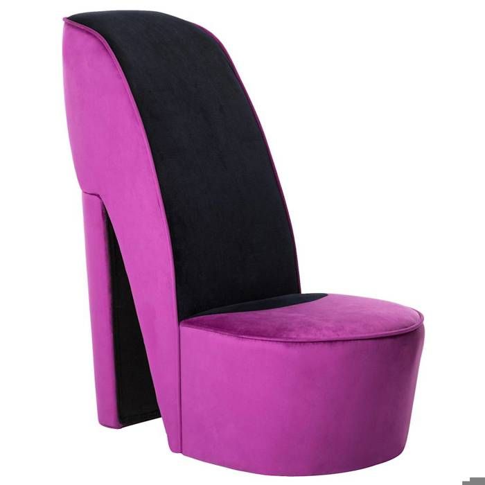 SALE 2026siège relaxant dossier rembourré 1 PLACE Pourpre - Chaise en forme de chaussure à talon haut Violet Velours - Pied anti