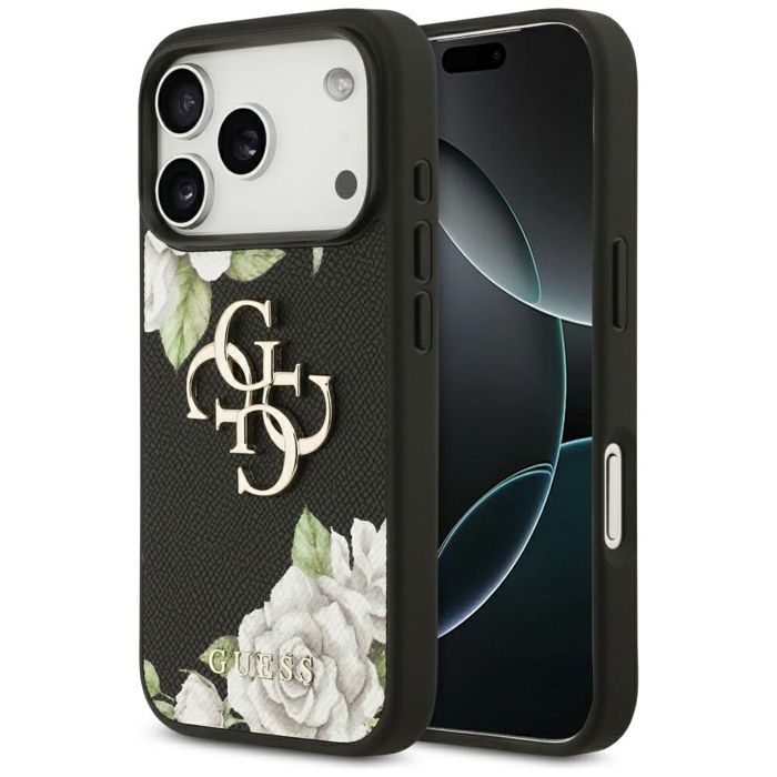 Coque Guess Hardcase 4G Grained Roses Big Logo pour iPhone 17 Pro