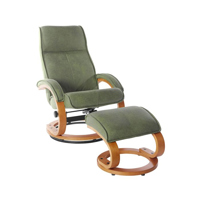 Lille - Fauteuil De Relaxation + Tabouret Vert Lille - Fauteuil De Relaxation + Tabouret Vert
