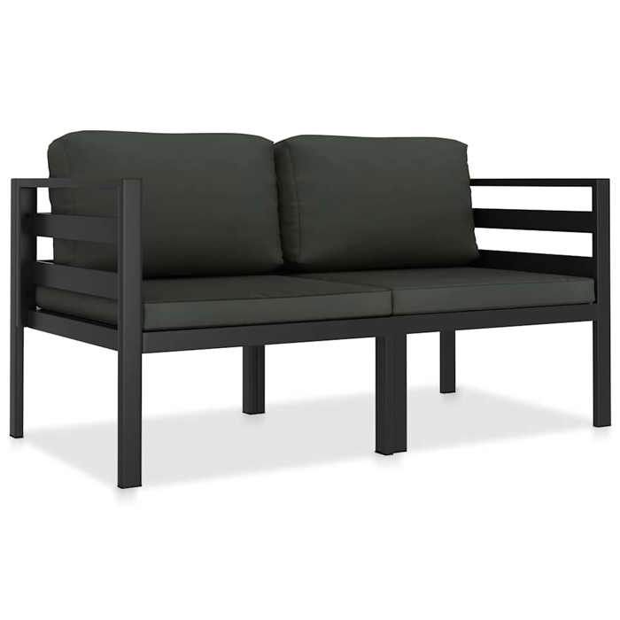 Anthracite Salon de jardin 2 pcs avec coussins Aluminium Anthracite - Meuble de balcon LV59639