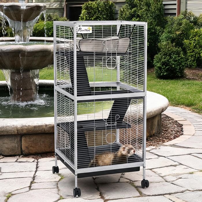 Hamster Hutches and Cages with Gris Clair Métal and 20.5 in Cage en métal gris clair pour petits animaux