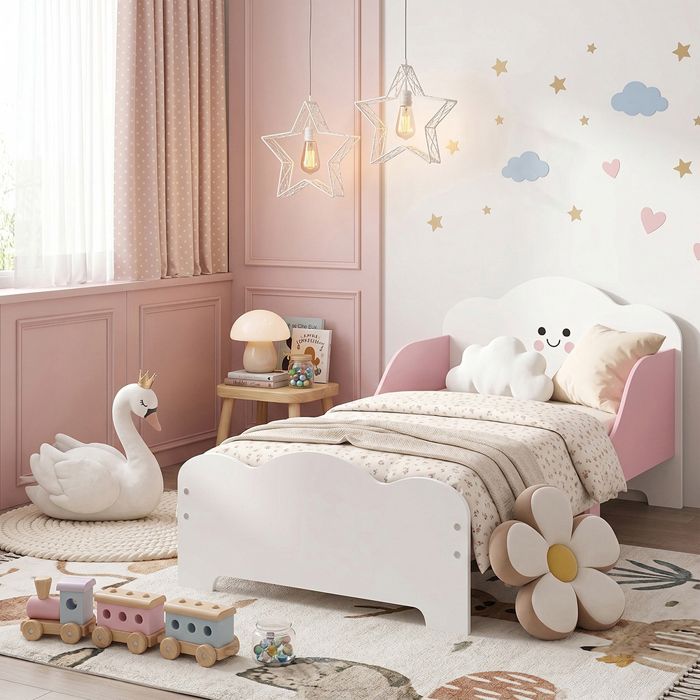 Lit enfant - CRESTA - 70 x 140 cm - Barrières de sécurité hautes - Sommier à lattes bois - Design bas au sol Lit enfant - CRESTA - 70 x 140 cm - Barrières de sécurité hautes - Sommier à lattes bois - Design bas au sol
