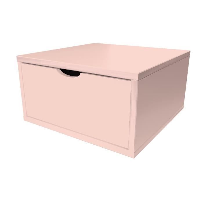 cube de rangement largeur 50 cm + tiroir - couleur - rose pastel
