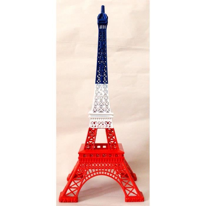 Tour Eiffel Souvenir De Paris Cadeau Decoration Drapeau Francais Tricolore 30x12x12 Cm En Metal Cdiscount Maison