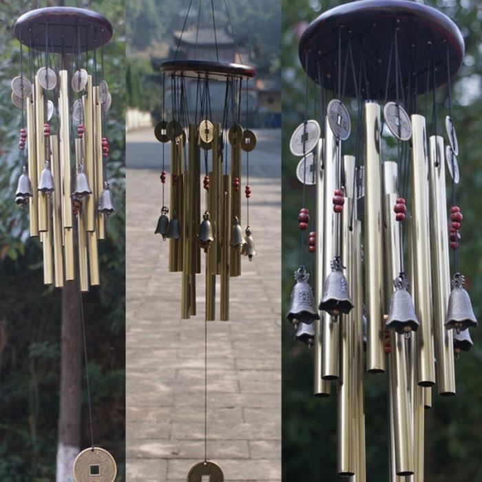 Carillon à vent en cuivre 13 tubes - Vent Chimes - Décoration extérieure pour jardin et maison