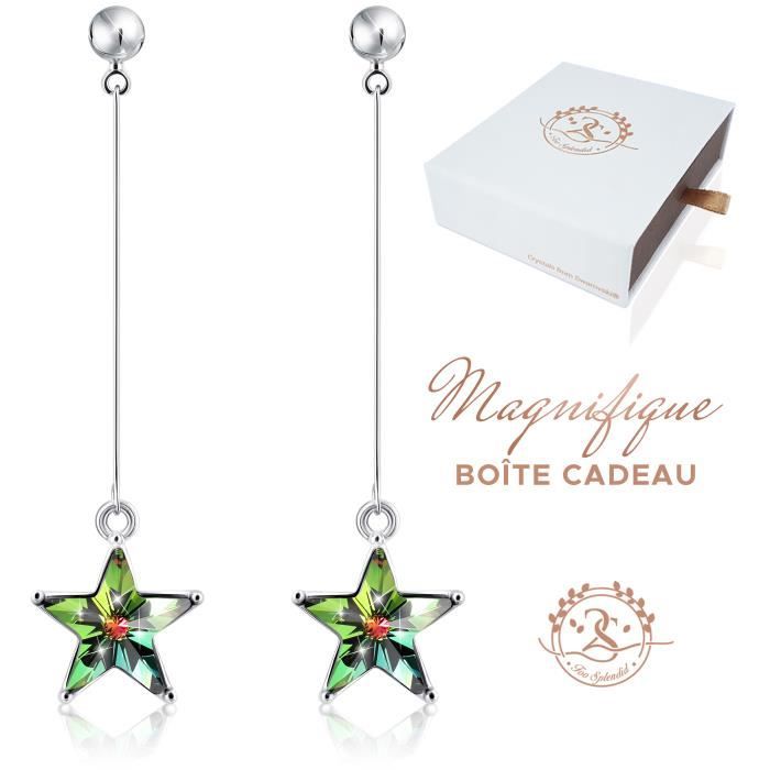 Parure De Bijoux En Cristal Autrichien - Pendentif, Chaîne Et Boucles D'oreilles - 3 Pièces - Couleur Argenté