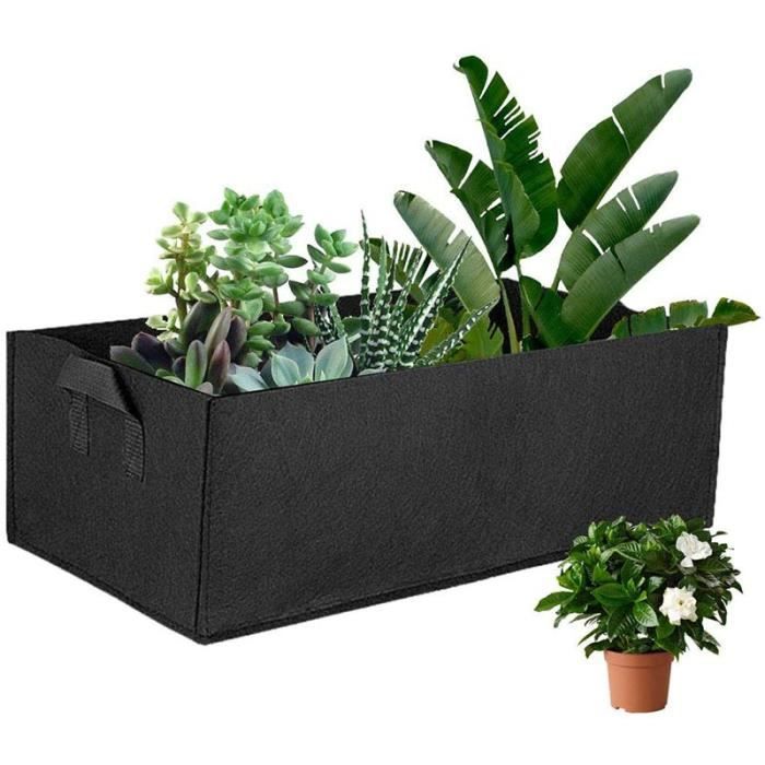 Sac De Culture Rectangulaire En Tissu Respirant - 0,9x0,9 M - Noir - Pour Potager Surélevé