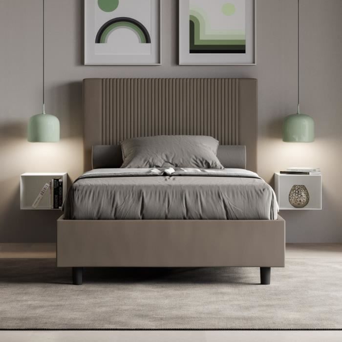 Lit coffre 1 place et demi - Goya - 120x210 cm - Sommier relevable - Couleur cappuccino - Design élégant Lit coffre 1 place et demi - Goya - 120x210 cm - Sommier relevable - Couleur cappuccino - Design élégant