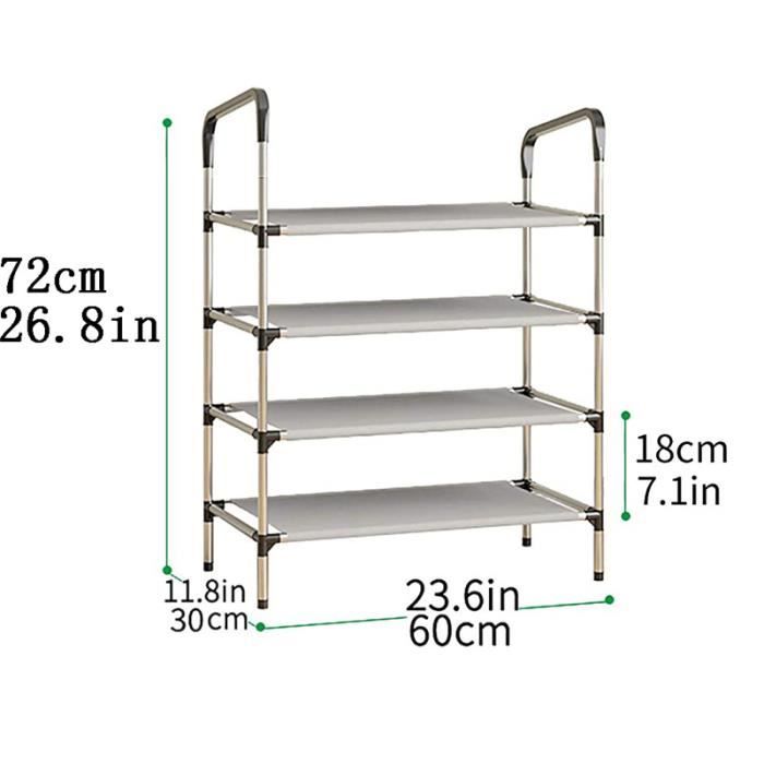 Meuble à Chaussures 2 Niveaux LAYVL HOME - Rangement Gain De Place En Métal Et Bambou Pour Entrée - 7