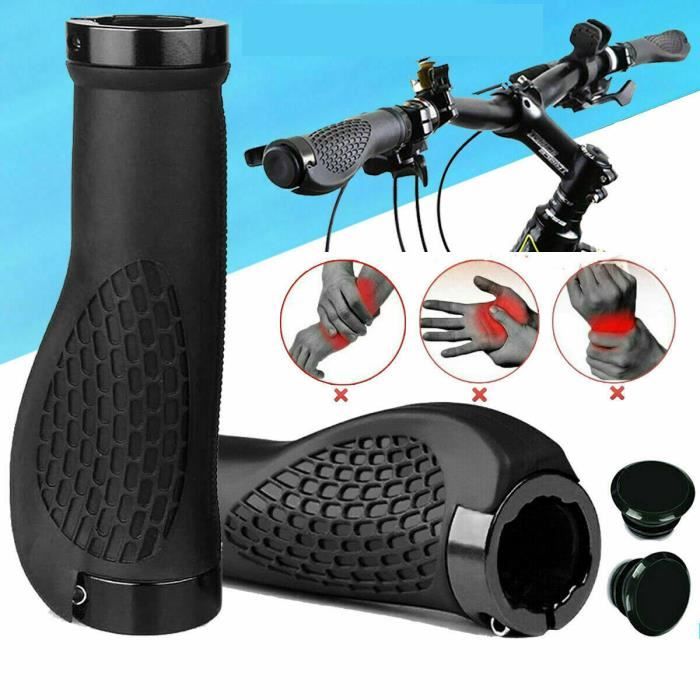 Poignées de vélo universelles - Poignées ergonomiques en caoutchouc antidérapant - Guidon de vélo de montagne - Paire de poignées de