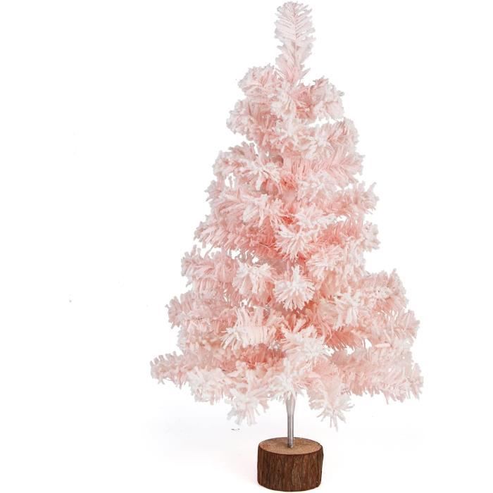 Sapin De Noël Floqué 60 Cm Rose, Mini Sapin De Noël Artificiel, Branches Denses, Mini Sapin De 