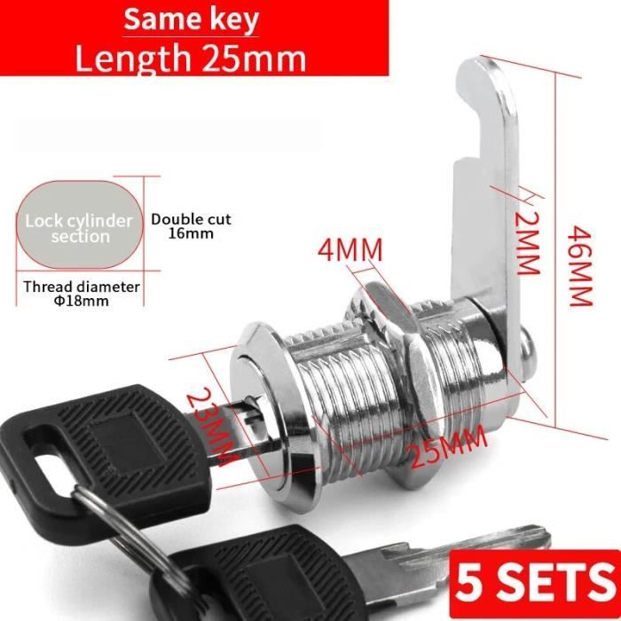 Camlock Chromé à Panneau Languette – Profondeur 9,6 Mm, Tête Ronde