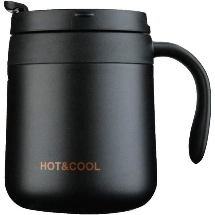 tasse à café isotherme à double paroi en acier inoxydable de 355 ml avec couvercle et poignée pour garder les boissons chaud[n1879]