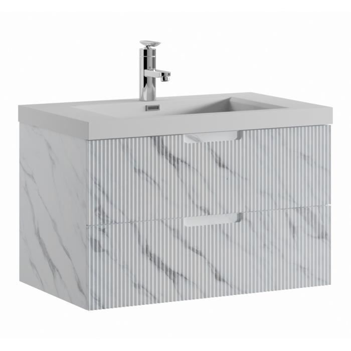 meuble de salle de bain thermis 80 cm lavabo badplaats - marbre blanc - armoire de rangement meuble lavabo