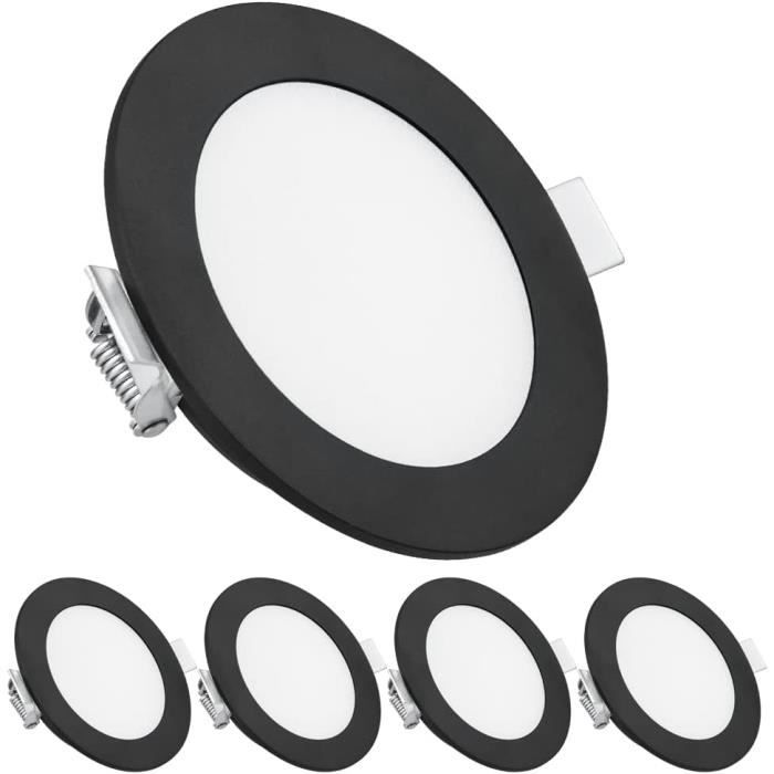 Acegoo Lot 2 Spots Encastrables LED 12V Camping-car Bateau - Lumière Dimmable IP64 Aluminium Noir Mat 4000K