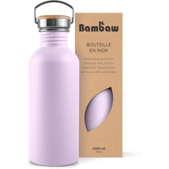 Gourde Isotherme 1000 Ml Acier Inoxydable 18/8 - Sans BPA, Double Couvercle (paille Et Classique) - Garde Le Froid 24h, Le Chaud 12h - 13