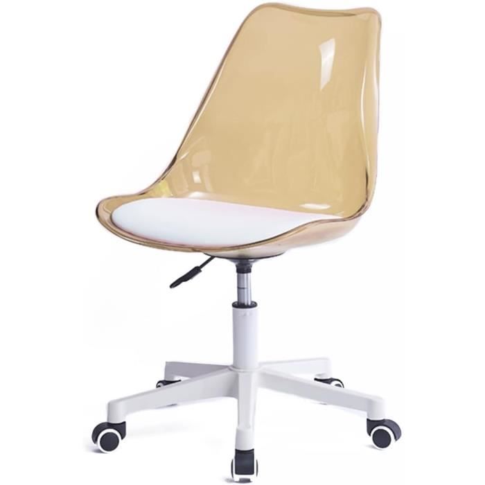 bronze chaise roulettes et dossier transparent fauteuil de bureau, acier allié,.[q1580]