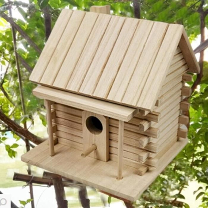 Nichoir à Oiseaux En Bois Maisonnette - Boîte De Nidification Extérieure Pour Jardin, Balcon, Cour, Refuge Naturel Pour Petits Oiseaux