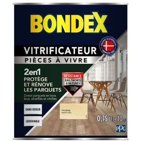 BONDEX Vitrificateur Satin pour Protèger et Rénover les Parquets et Escaliers - Incolore