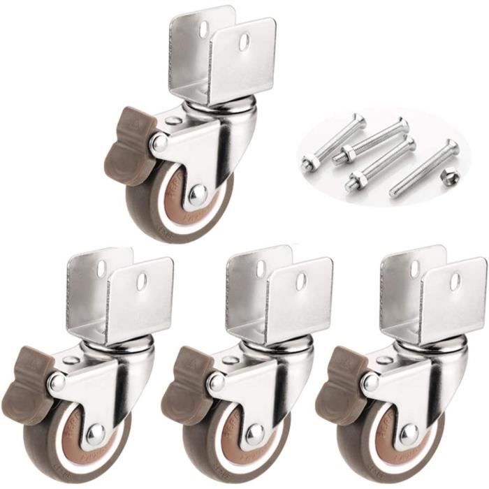 4x Roulettes Pivotantes En Caoutchouc Roue Cuisine Lit Bébé étagère