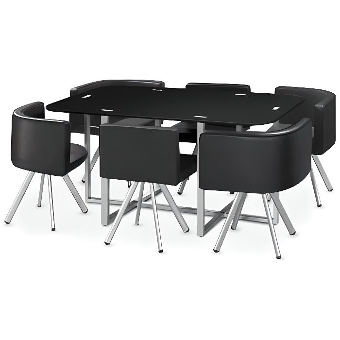 Ensemble Table de Repas avec 6 chaises Design Madrid Gris 