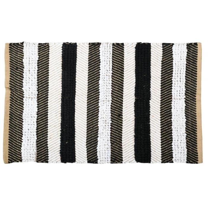 tapis a rayures en jute naturelle et coton 90 x 60 cm cdiscount maison