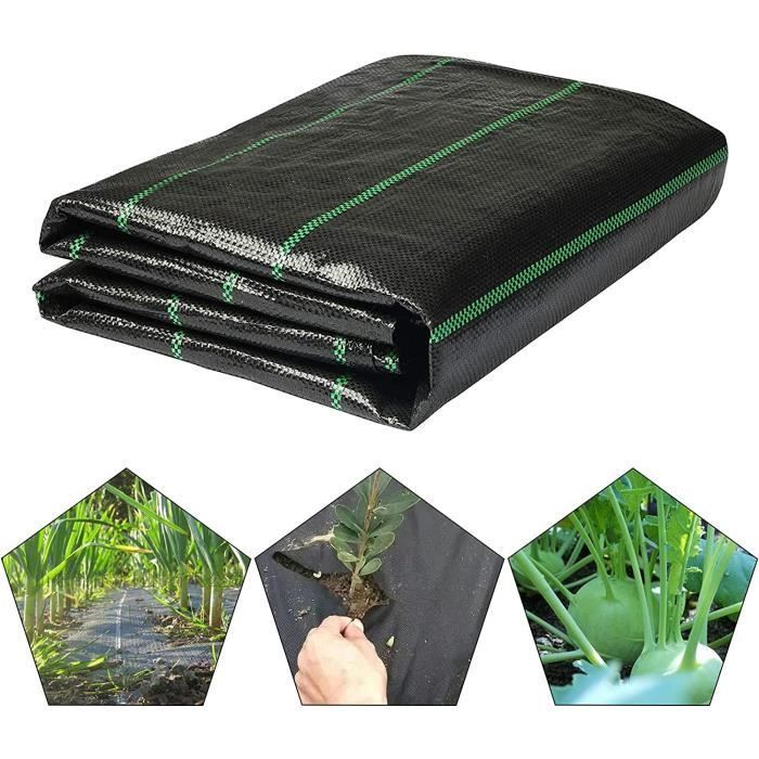 Toile De Paillage Anti-Mauvaises Herbes 1,2x30,5 M Géotextile Tissé Anti Repousse Herbe Sous Gravier 108 G/m² Toile PP Perméable Résistant à Déchirure Pour Aménagement Paysager, Couvre-sol, Noir  | FR