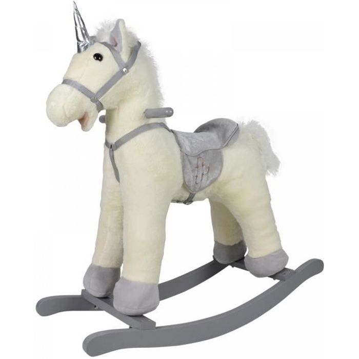 Cheval à Bâton Relaxdays - Peluche - Sons Réalistes - 68 Cm - Dès 3 Ans