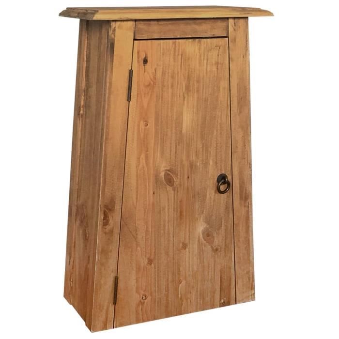 armoire latérale de salle de bain en pin recyclé massif - vidaxl - 42x23x70cm - elégance - chic - aspect bois