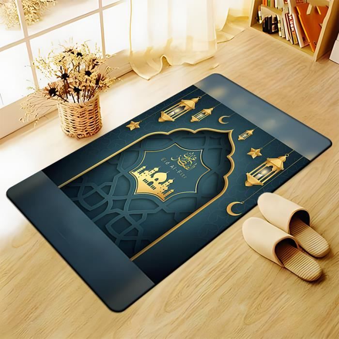 Lot 2 Tapis De Prière Musulman Couple + Chapelets 99 Perles - Motif Cœur Noir & Crème, Tissu Chenille Doux, Cadeau Ramadan Aïd