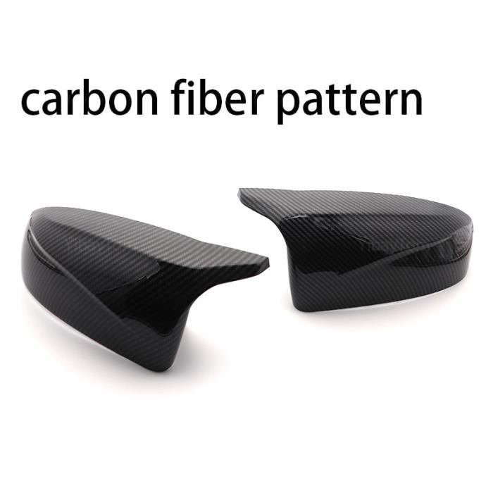 Couvercle de rétroviseur latéral en fibre de carbone, motif noir