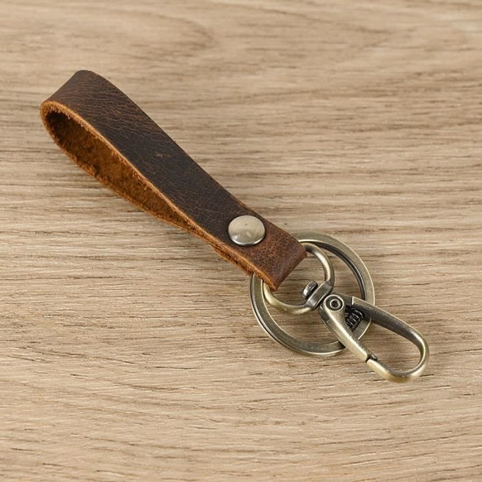 Porte-clés boucle en cuir véritable