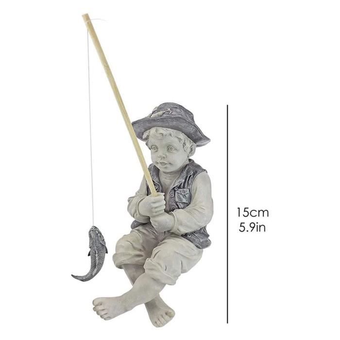 Statue Deco Figurine De Pecheur En Resine Figurine De Dessin Anime En Position Assise Decor De Piscine Sculpture De Type H Cdiscount Maison