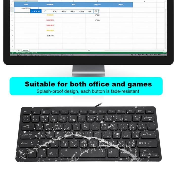 Clavier USB Filaire 78 Touches - Portable, Silencieux, Étanche, Pour Bureau Et Gaming