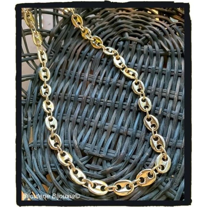 Chaîne Grain De Café 5MM X 45 CM Plaqué Or 18 CARATS 750/1000 Bijoux NEUF