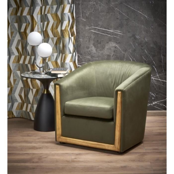 fauteuil design en tissu velours 77 x 72 x 71 cm - vert