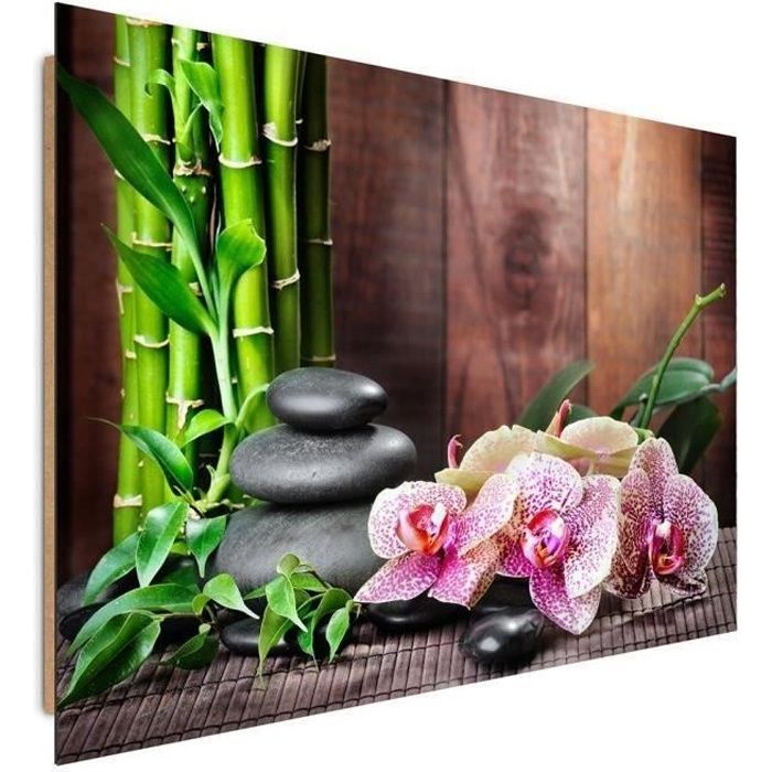 Tableau Decoration Murale Orchidees Bambou Zen 80x60 Cm Style Oriental Pour La Maison Spa Cdiscount Maison