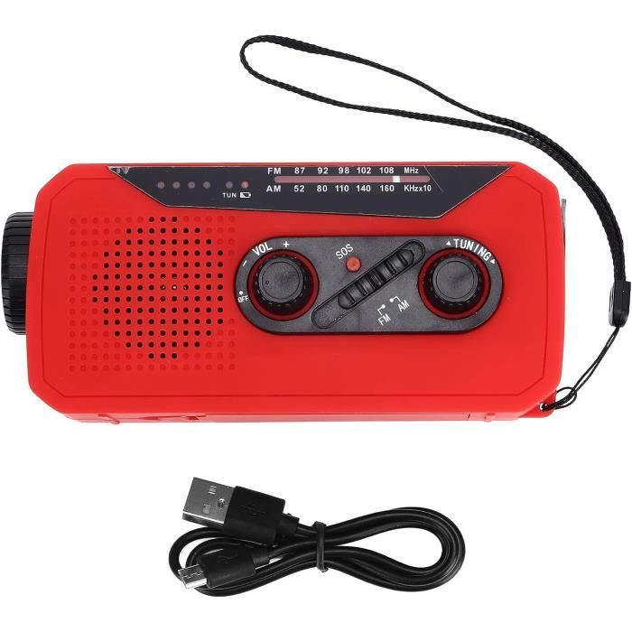 Radio D'urgence Solaire Et à Manivelle – Esky – Rouge – Lampe De Poche Intégrée ?
