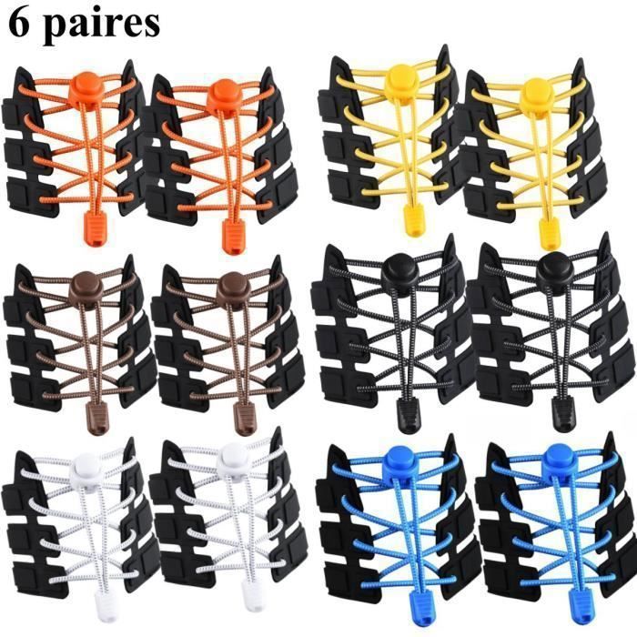 Lacets lastiques Adulte Enfant 6 paire 120cm Lacet lastique
