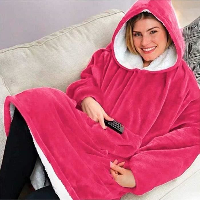 Robe couvertures Polaire en peluche a manches TV plaids Super Doux chaud confortable Grande Sweat a capuche robes de chambre Cdiscount Maison