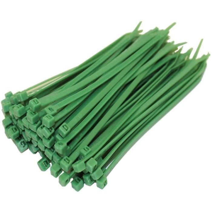 Lot de 100 Serre-Câbles de Nylon Attache-Câble Colliers de Serrage Plastique Autobloquant 3×150 mm (Vert)