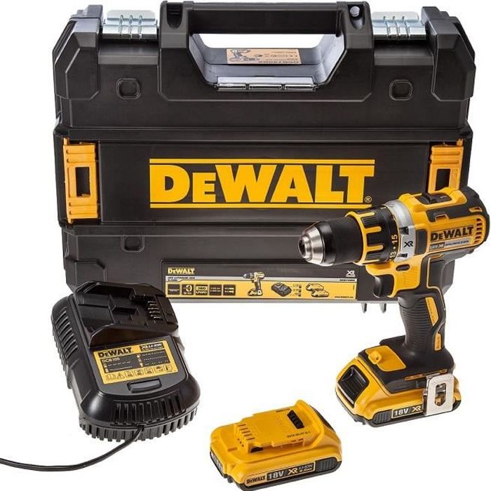 Perceuse visseuse Brushless DCD790D2 - DEWALT - 2 batteries 18 V 2 Ah Li-ion - coffret Tstak