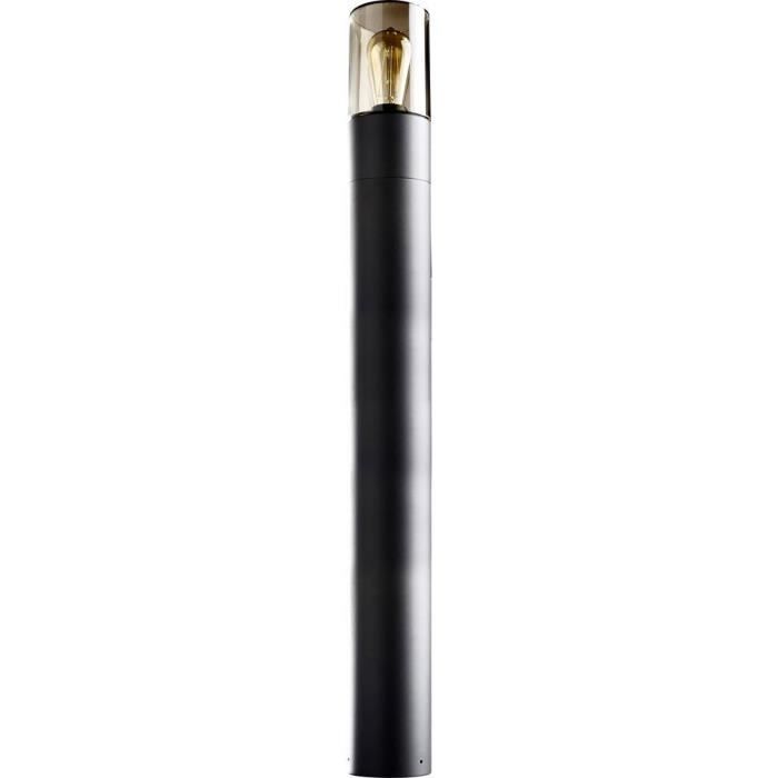 lampadaire extérieur - heitronic - santorin 500672 - verre fumé - noir - electrique