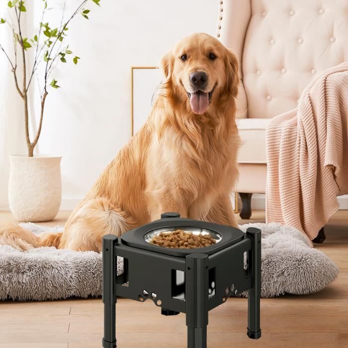 Comparer les prix de Gamelle Chien Surelevee, 2 en 1 Anti Eclaboussure Gamelle de Nourriture et Anti-Glouton Gamelles Eau Chien, 3 Hauteurs RéGlables