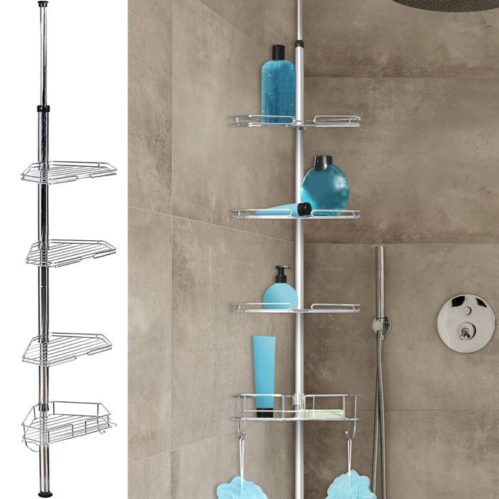Flyelf Étagère dangle de Douche Télescopique en Acier Inoxydable,sans Perçage 4 Paniers Hauteur Réglable avec 3/4 Paniers pour Salle de Bain et Cuisine Flyelf Étagère dangle de Douche Télescopique en Acier Inoxydable,sans Perçage 4 Paniers Hauteur Réglable avec 3/4 Paniers pour Salle de Bain et Cuisine