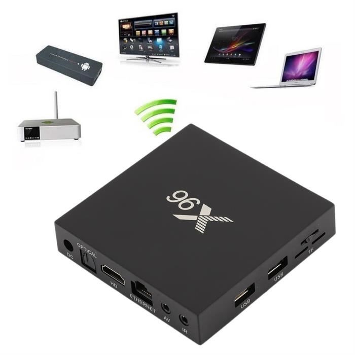 Box TV Android X96mini - 2 Go RAM / 16 Go ROM - Android 11 - 4K - Wi-Fi 2,4 GHz - Avec Télécommande Et Câble HDMI