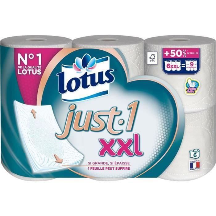 LOT DE 2 - LOTUS - XXL Just.1 - Papier toilette 5 épaisseurs Blanc - paquets de 6 rouleaux