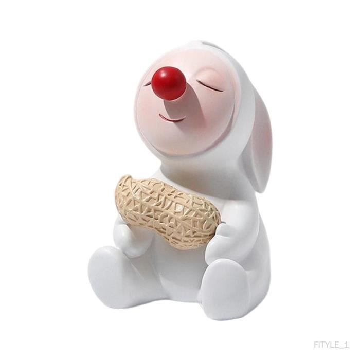 Sculpture De Lapin Assis En Résine - Décoration De Bureau Ou Maison - Taille L (14x37 Cm) - Bleu - 12