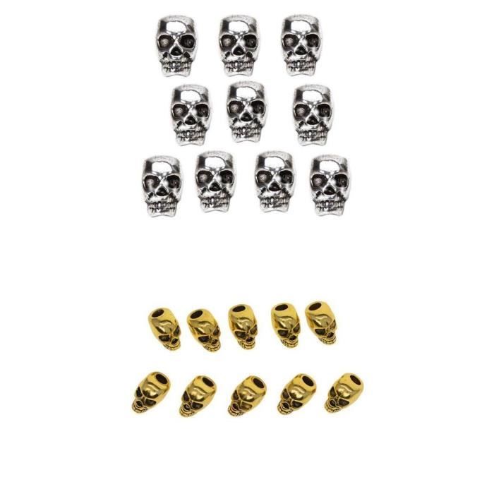 Bracelet Femme Argenté Squelette & Crâne - Bijou Fantaisie Mode Pirate Rock - Fermoir Homard