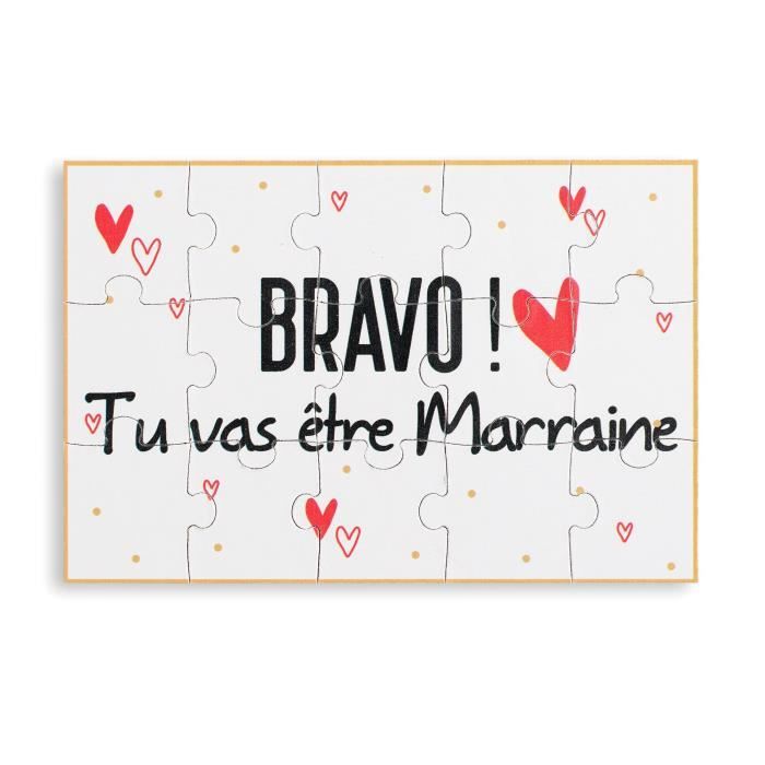 Puzzle Annonce Grossesse pour Marraine - MAÏKA - Scène de vie - 15 pièces - Blanc